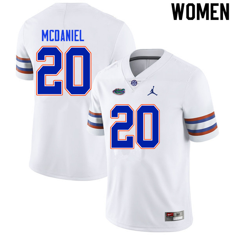 Women #20 Mordecai McDaniel Florida Gators College Football Jerseys Sale-White - Click Image to Close